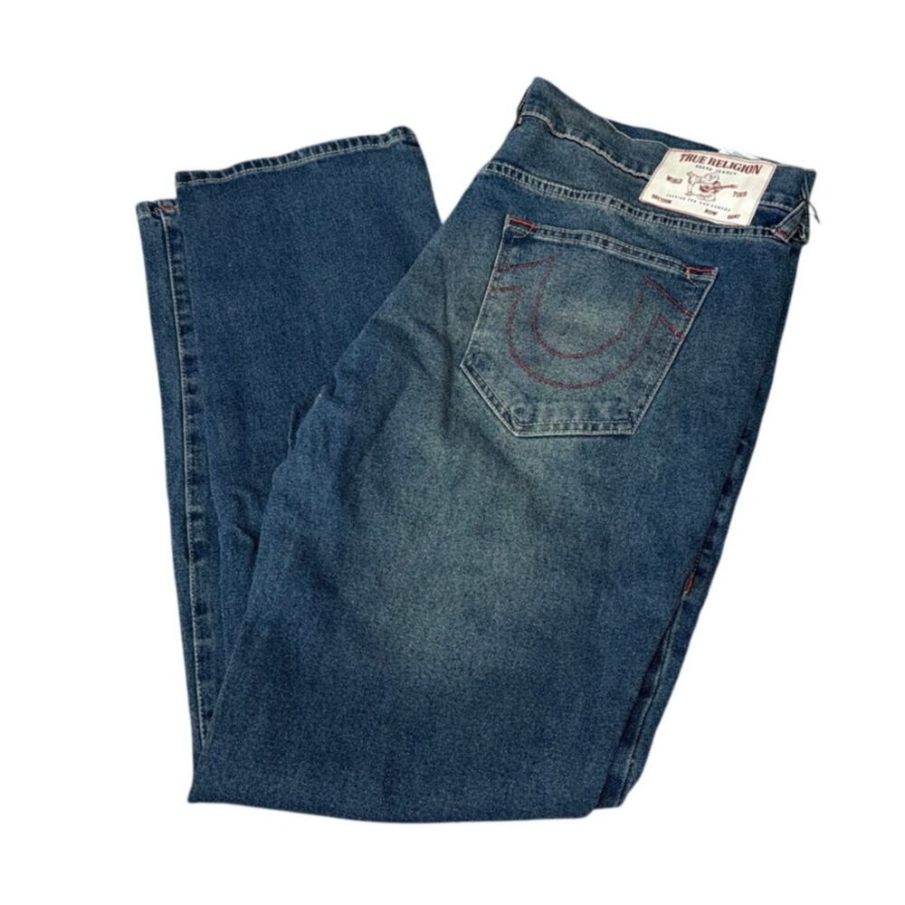 True Religion 700867 Ricky straight Jeans Med Toasted Cinnamon Wash Size 38 New